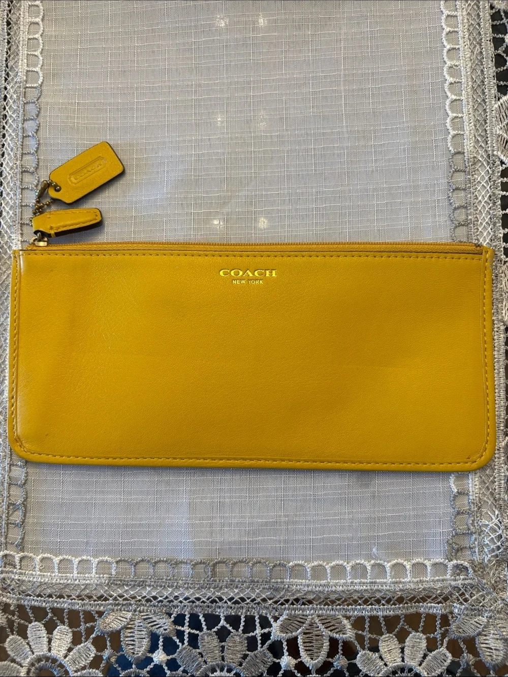 Coach Yellow Leather Pencil Pouch